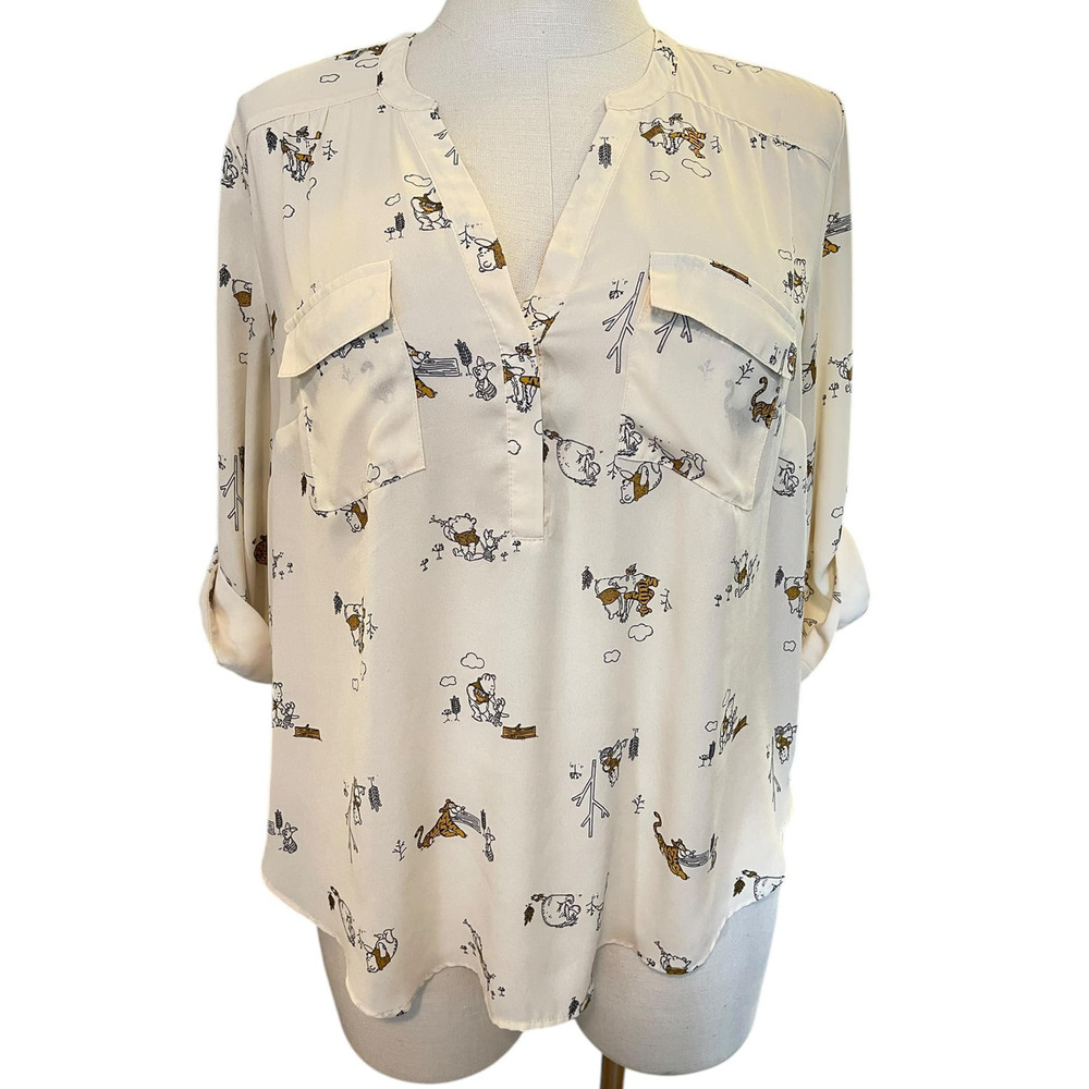 Torrid Disney Winnie the Pooh Georgette Harper 3/4 Sleeve Blouse Shirt Top 5x